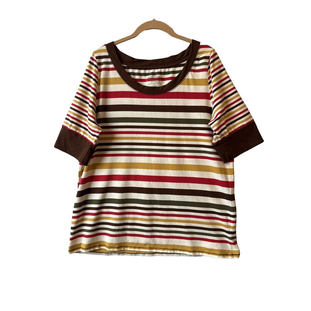Vtg Venezia Multicolored Stripedโ Scoop Neck Top 14/16 Retro Indie Sleaze 70s